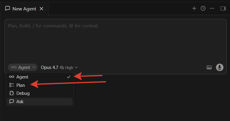 Режимы Cursor Agent: Agent, Plan, Debug, Ask