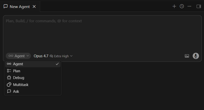 Режимы Cursor Agent: Agent, Plan, Debug, Multitask, Ask